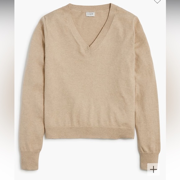 J. Crew Factory Oatmeal Cotton Cashmere Blend V-neck Sweater Size L - Picture 1 of 13
